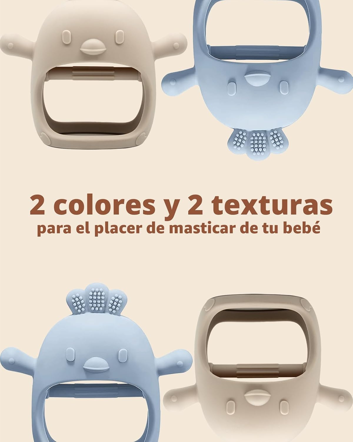 ChooKaChoo Paquete de 2 manoplas de dentición de silicona para bebé...