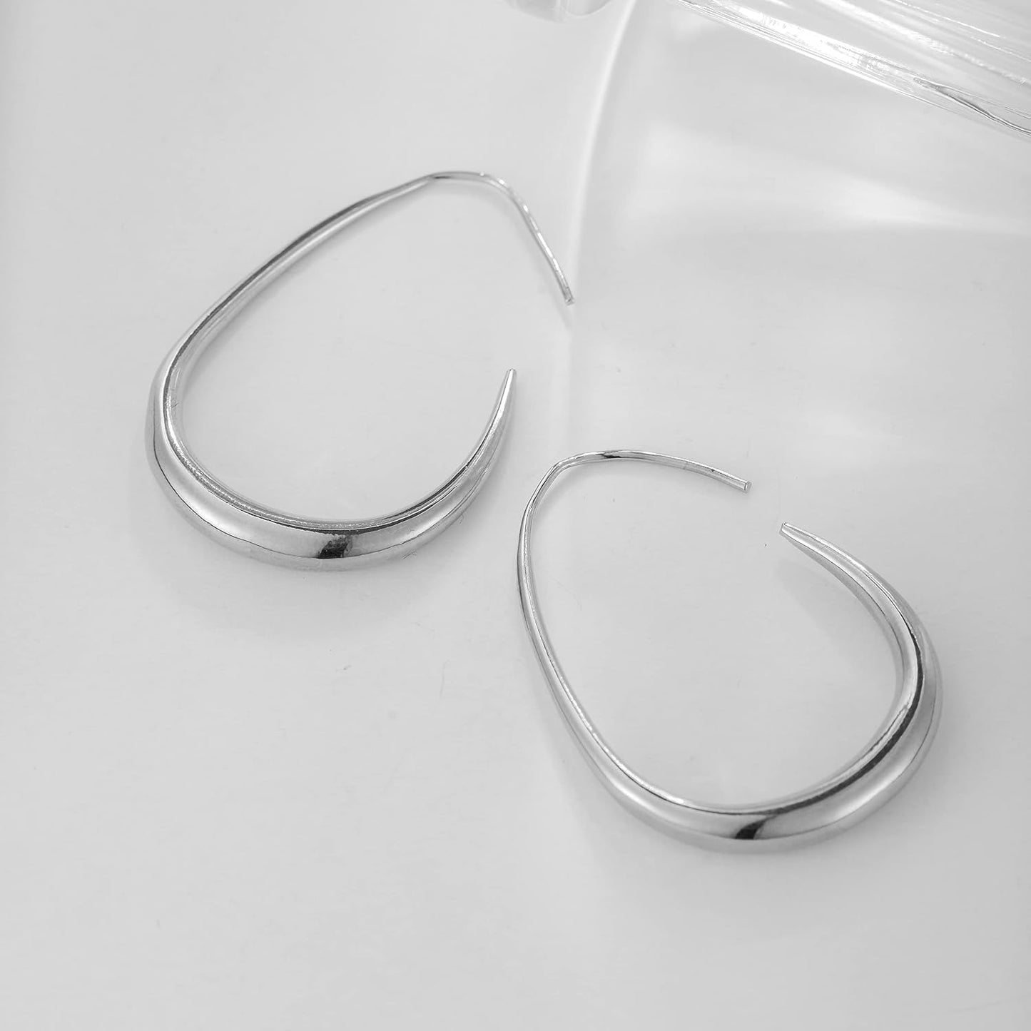 Aretes de aro ligeros con forma de lágrima para mujer, chapados en...