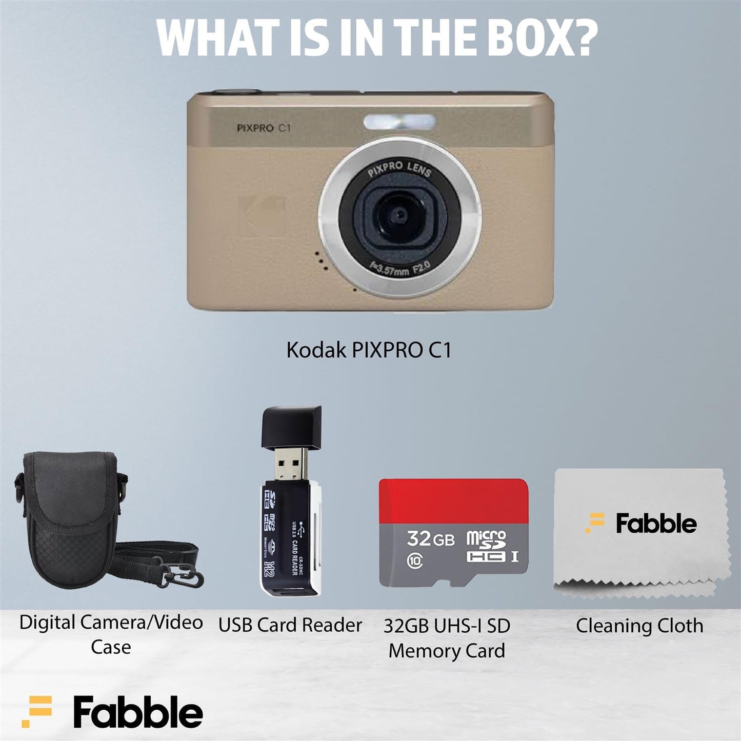 Kodak PIXPRO C1 Cámara Digital Compacta (Marrón Claro) Paquete con...