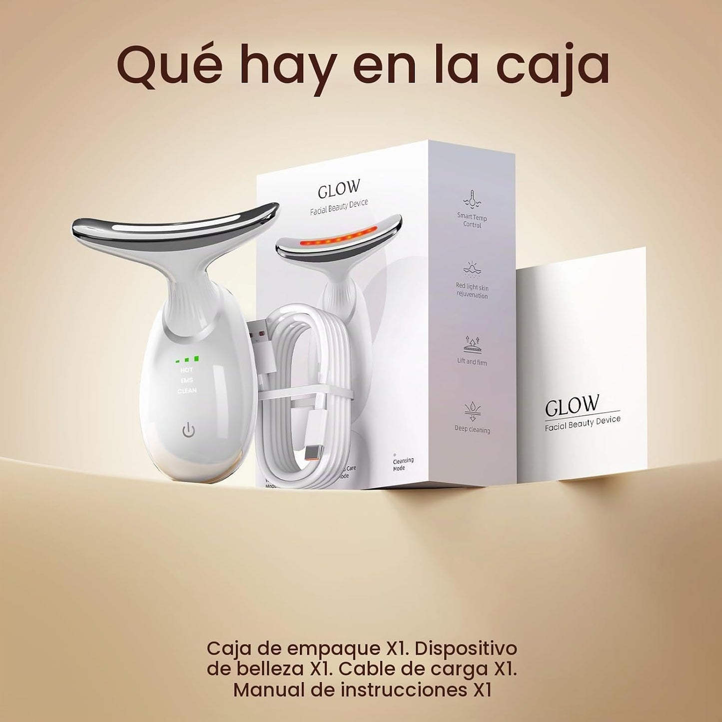 Masajeador facial y cuello, terapia portátil de luz roja para cara,...