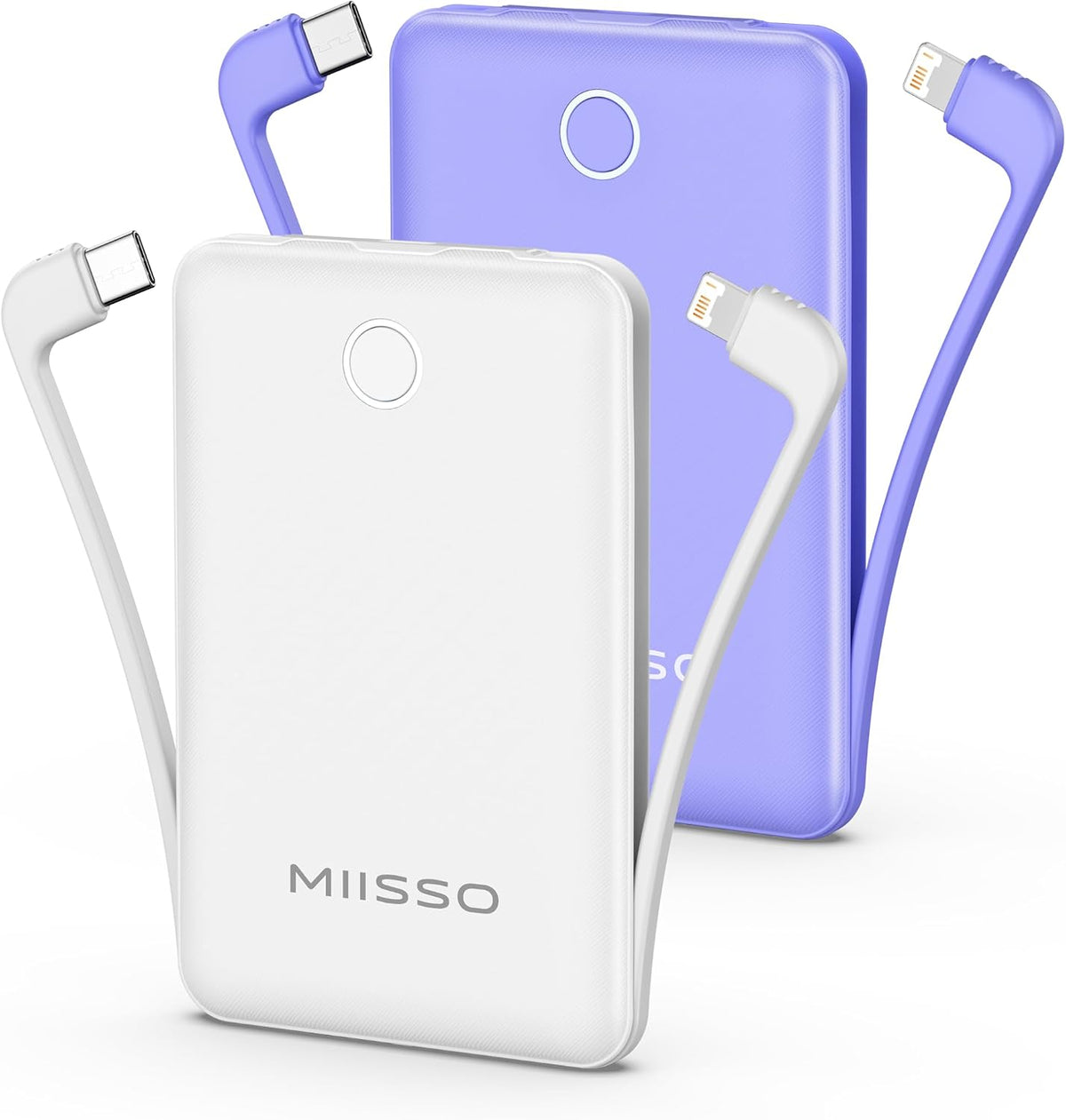 Mini cargador portátil de 10000 mAh con cable integrado, tamaño bol...