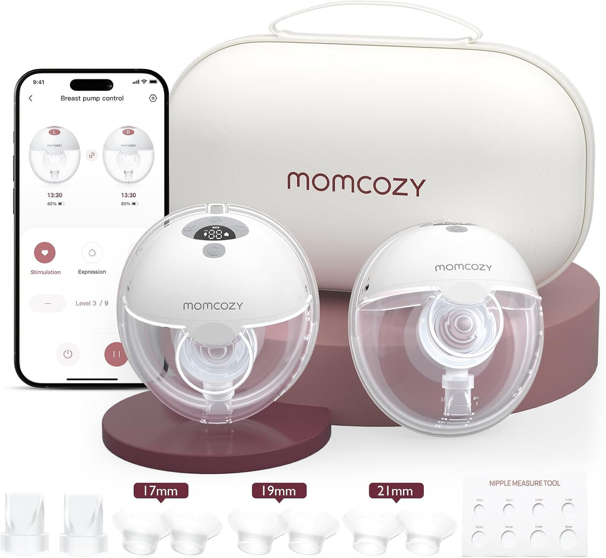 Momcozy Extractor de leche portátil controlado por aplicación intel...
