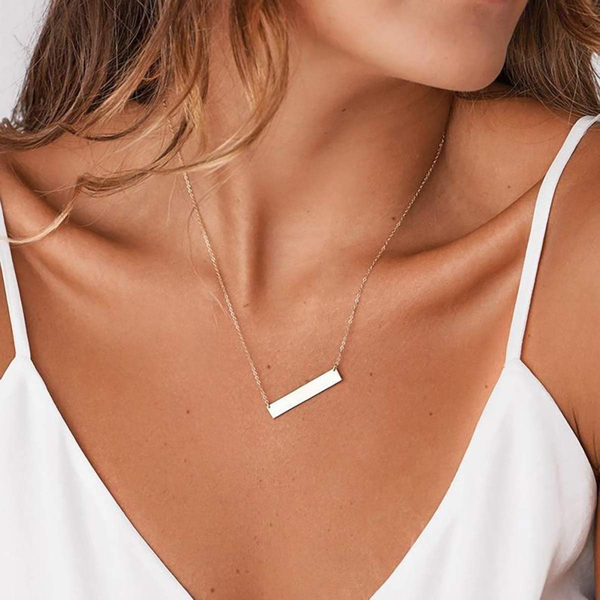 itianxi - Collar fino con dije de barra para mujer, disponible en d...