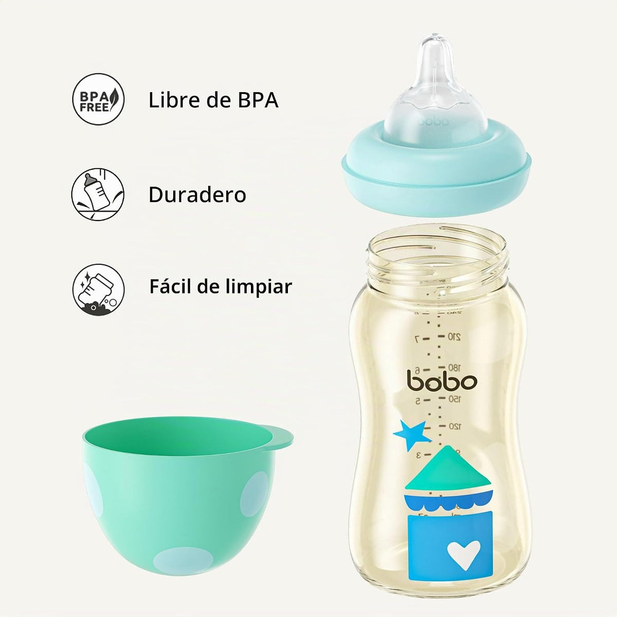 YOHKOH PPSU - Biberón de cuello ancho, biberón anticólicos para rec...