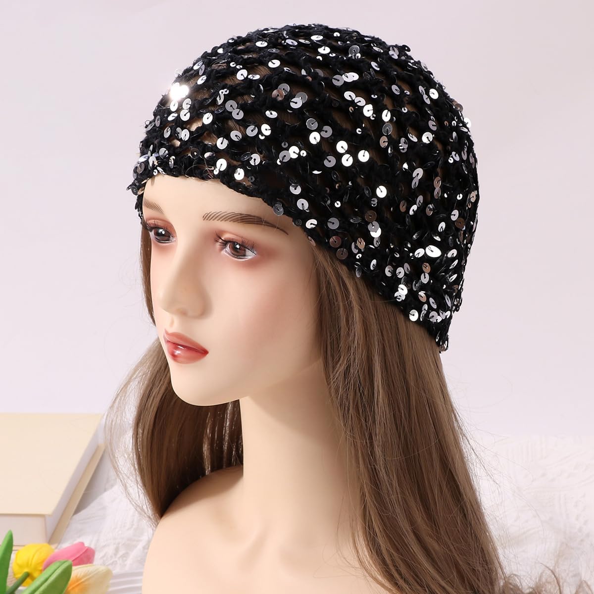 Julpsk Gorro de verano con lentejuelas con purpurina para mujer, so...