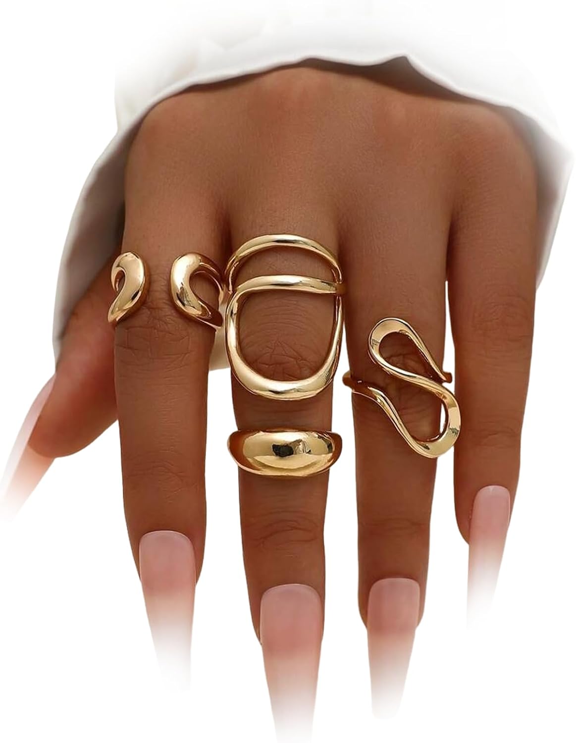 YEEZII Juego de 20 anillos dorados para mujer, anillos de dedo midi...
