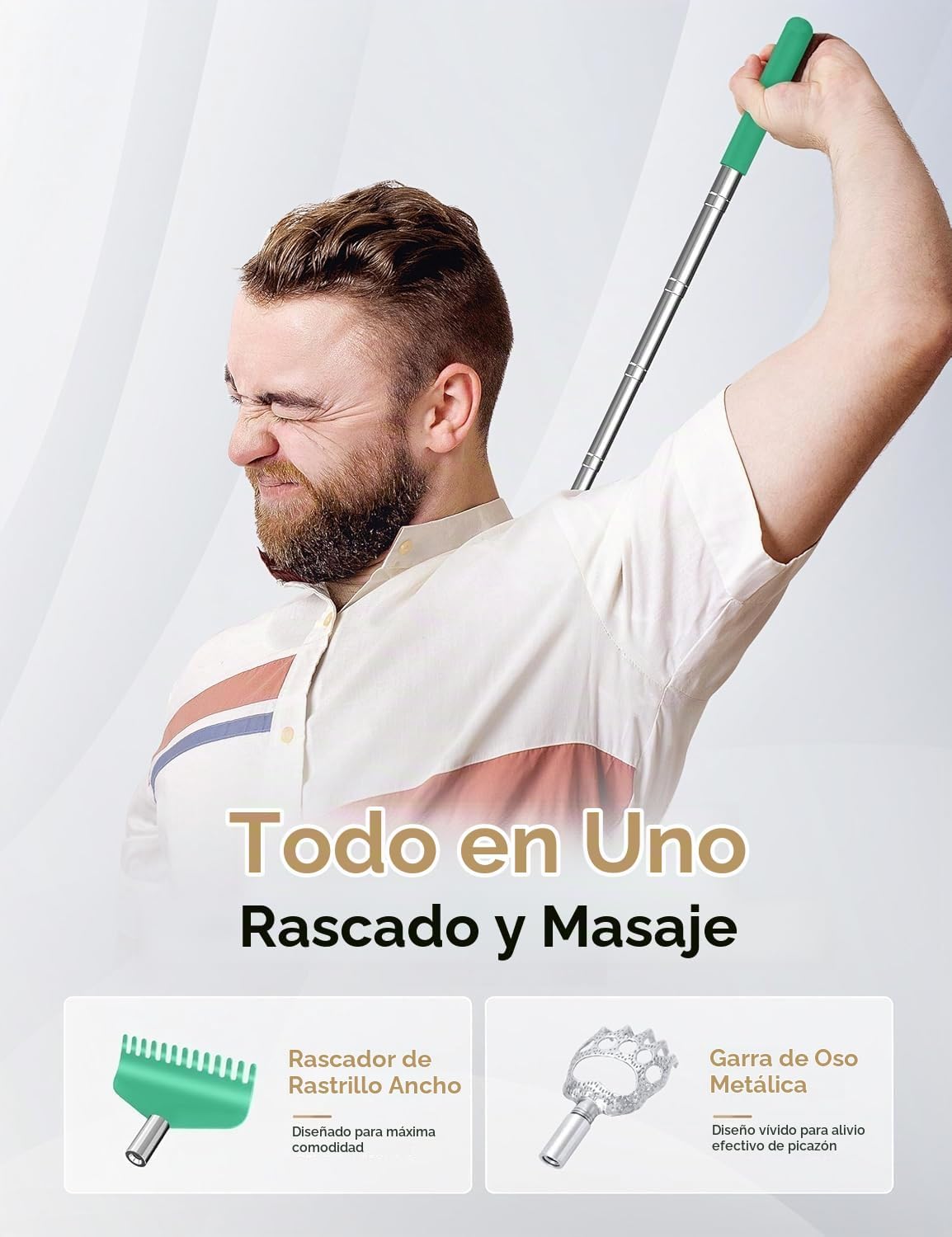 Rascador telescópico de espalda con 5 cabezas desmontables, regalo...