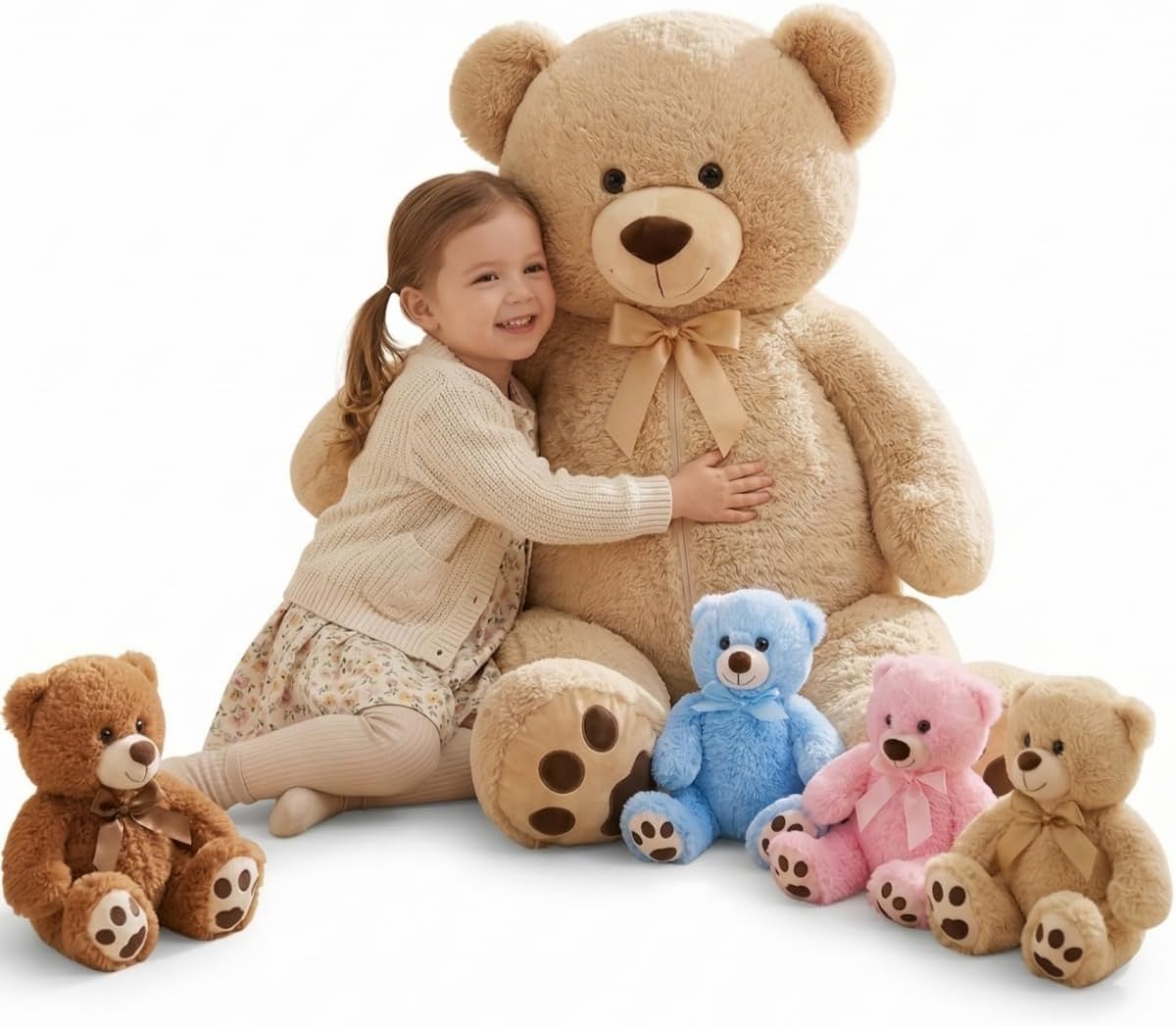 MaoGoLan 5 piezas de oso de peluche grande con 4 bebés, 41 pulgadas...
