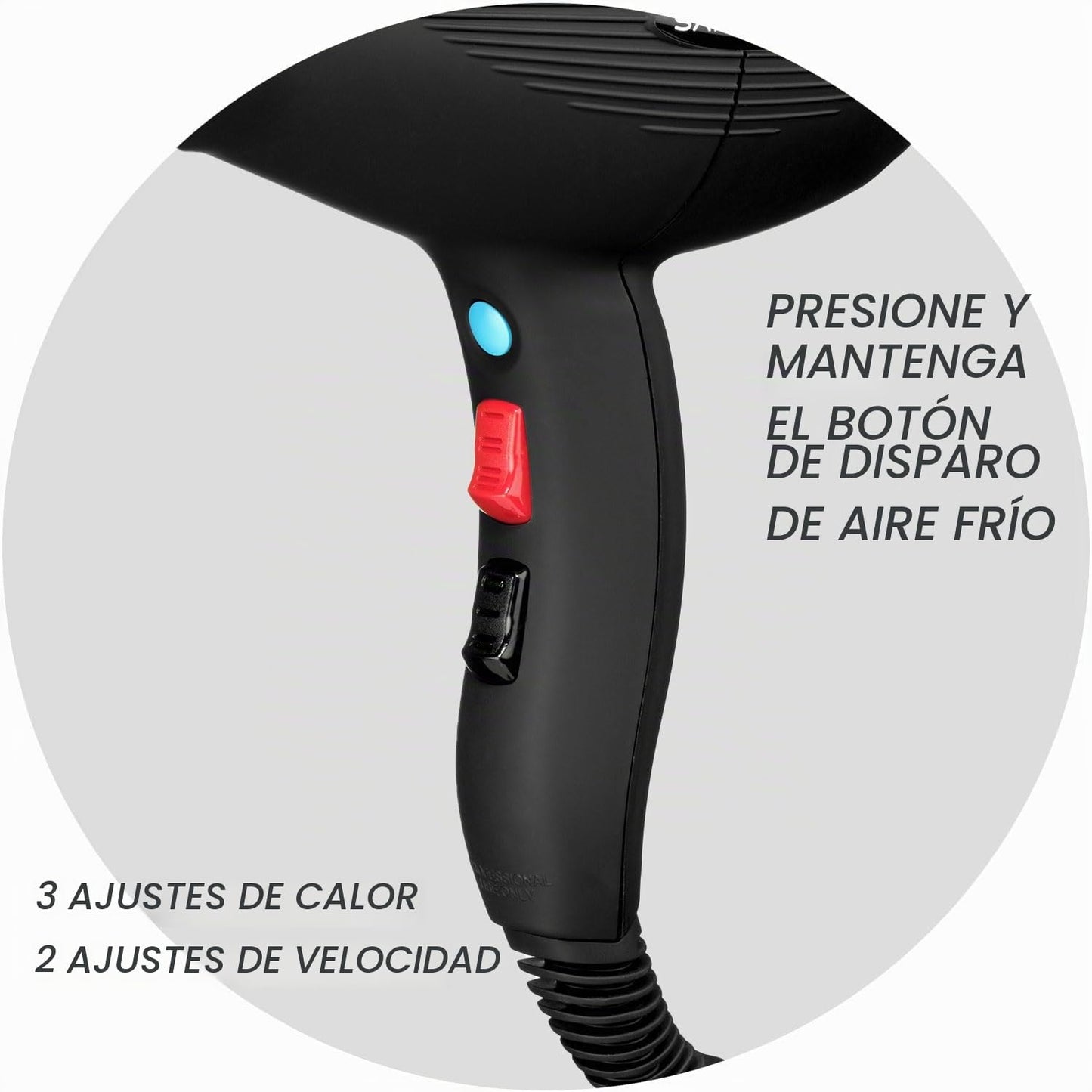 Sam Villa Secador de pelo profesional iónico ligero y silencioso co...