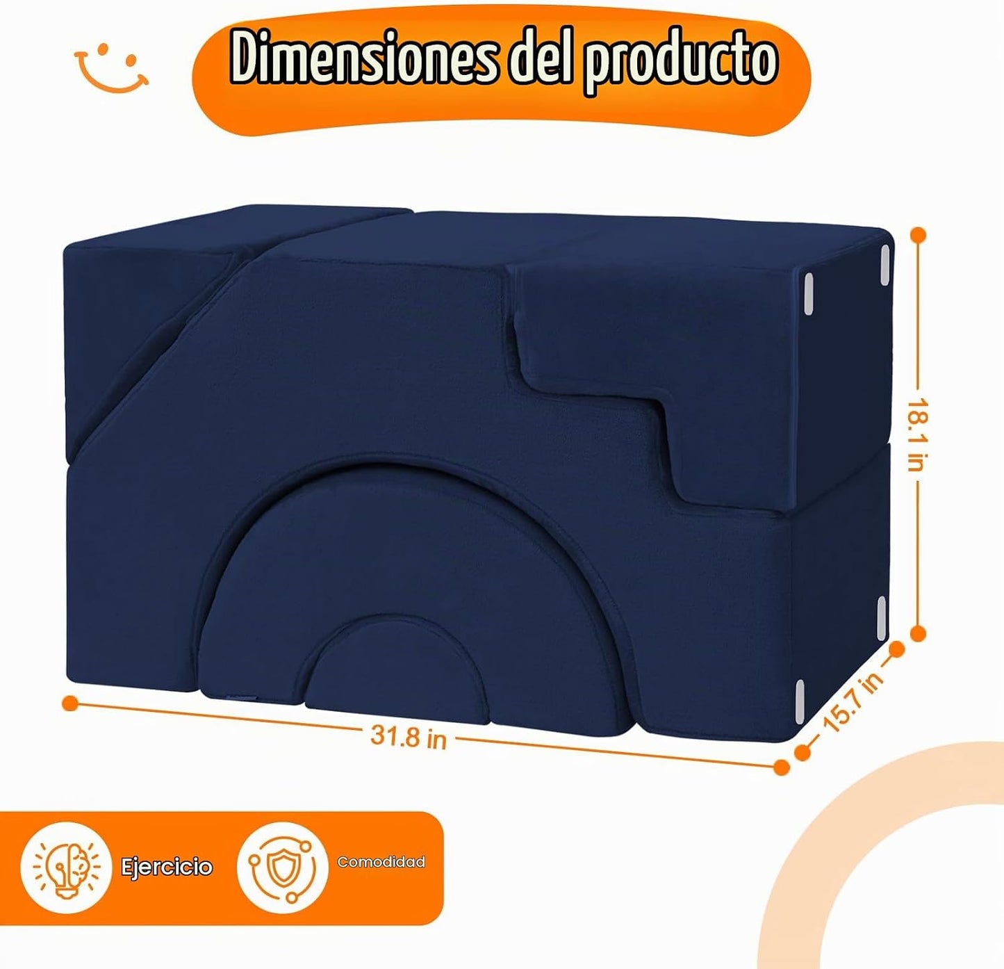 MeMoreCool Sofá infantil con tobogán y escalera, sofá de espuma con...