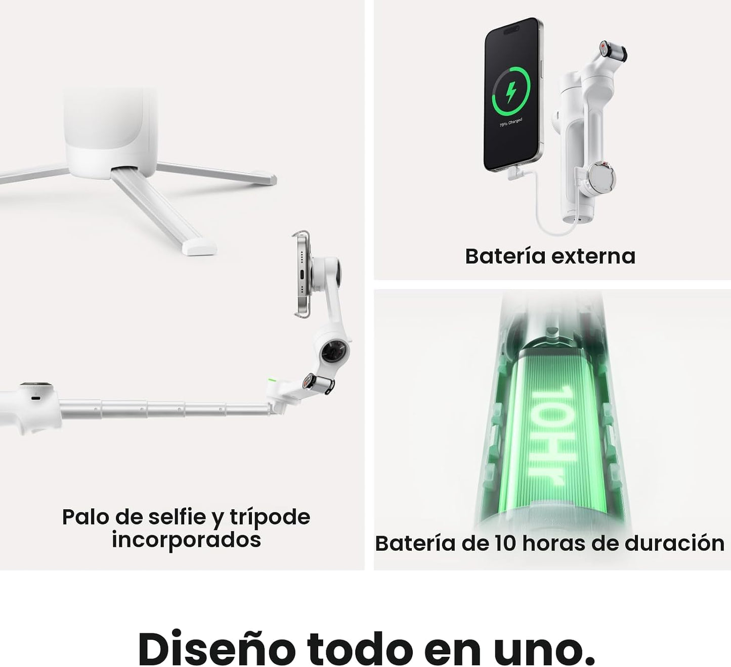 Insta360 Flow 2 Pro Creator Bundle Gris - Gimbal plegable para telé...