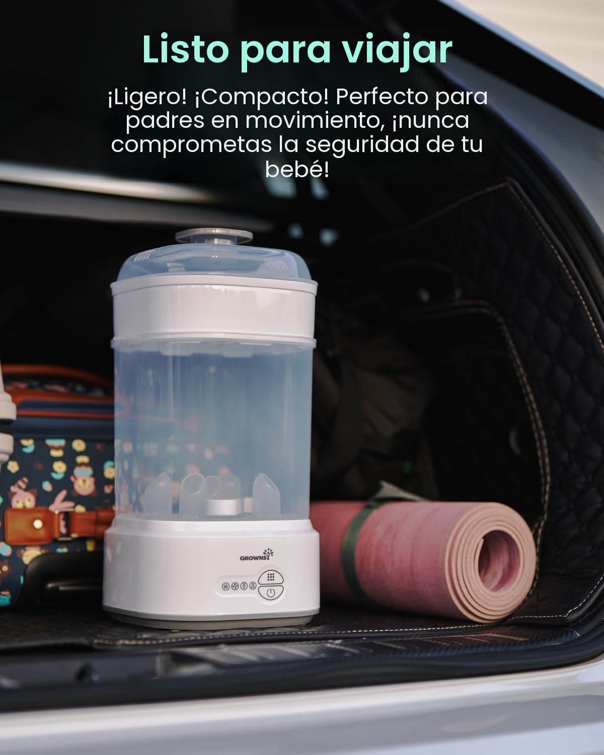 Grownsy Esterilizador y secador compacto para biberones con desinfe...