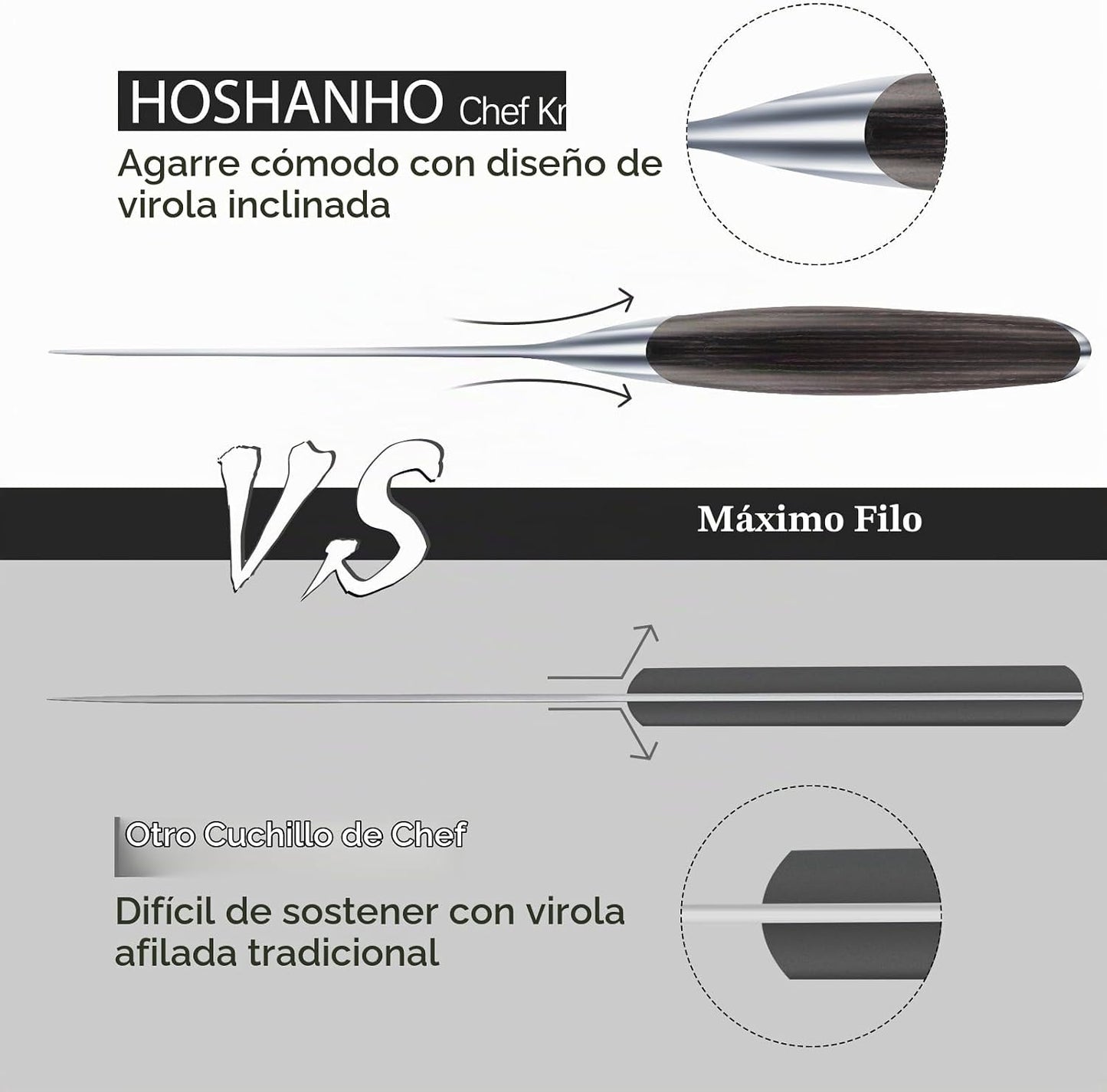 HOSHANHO Cuchillo de cocina de 6 pulgadas en acero japonés de alto...