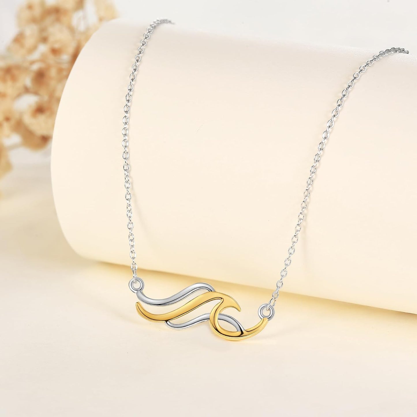 AXOMY Collar de plata de ley 925 con dije de ola del océano, collar...