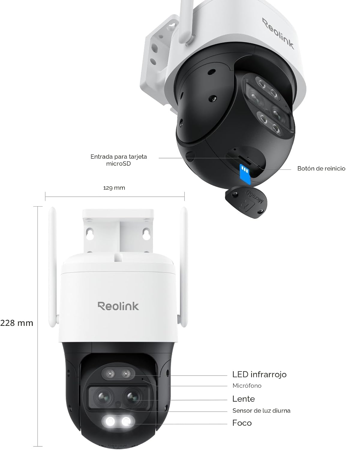 REOLINK Cámara de seguridad al aire libre con cable WiFi de la lent...