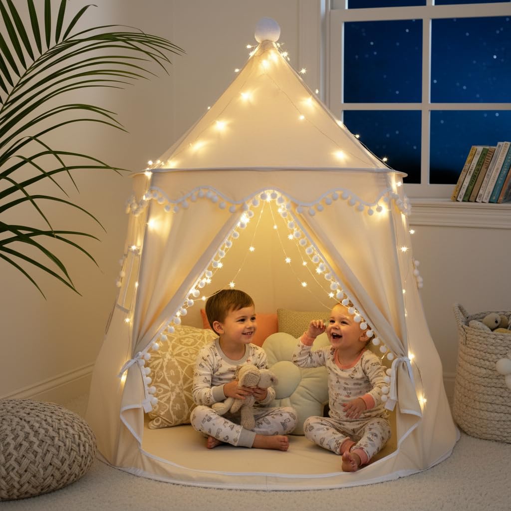 Tipi de algodón transpirable y cáñamo con luces de estrellas para n...