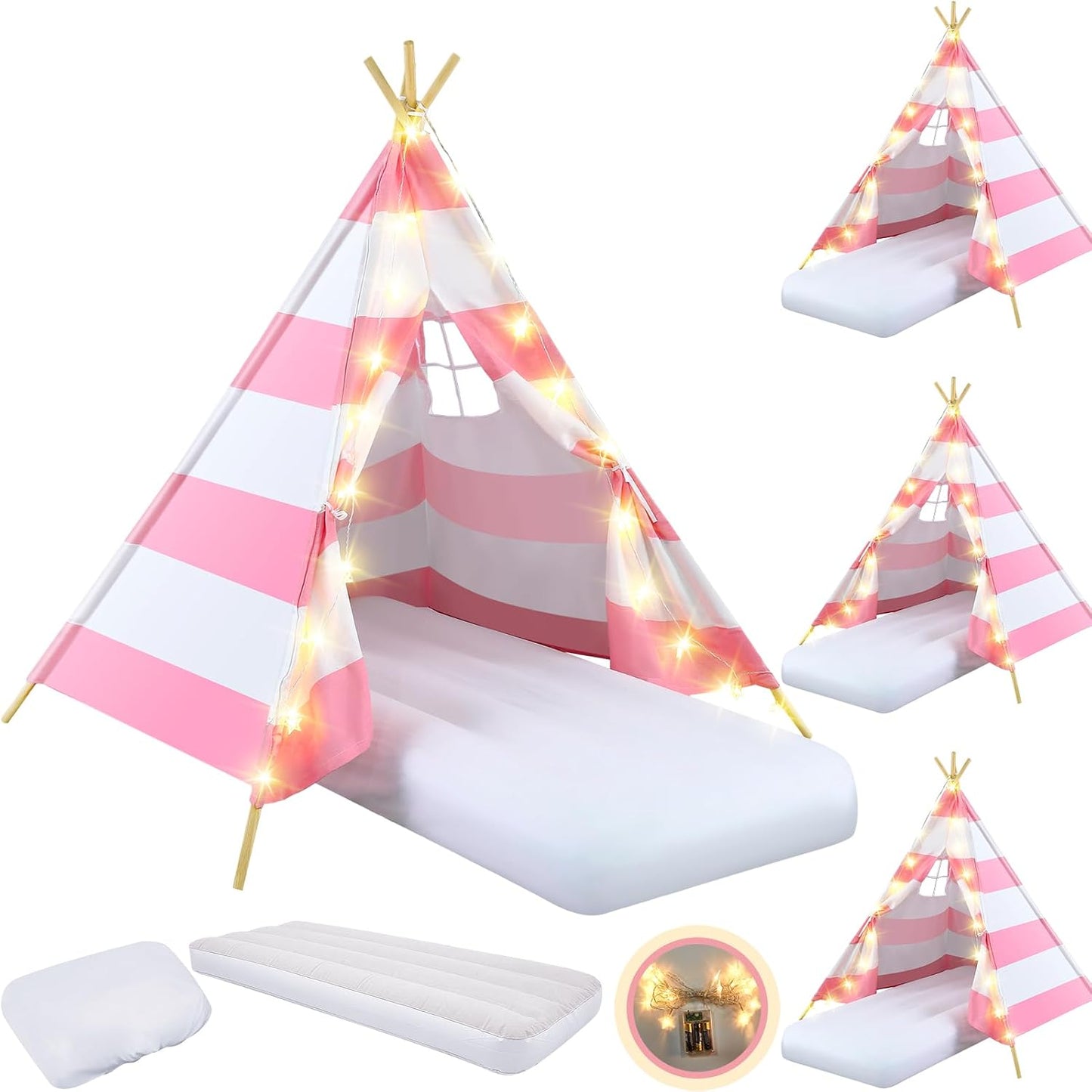 Lemosae Paquete de 4 tiendas de campaña tipo tipi para fiestas de p...
