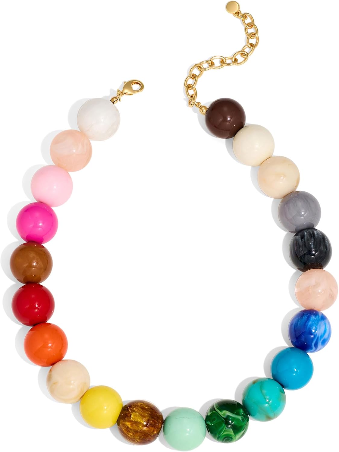 CLASSYZINT Collar grueso de cuentas rosadas para mujer, grande, col...