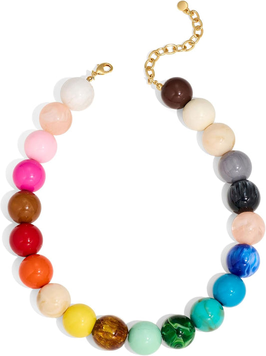 CLASSYZINT Collar grueso de cuentas rosadas para mujer, grande, col...