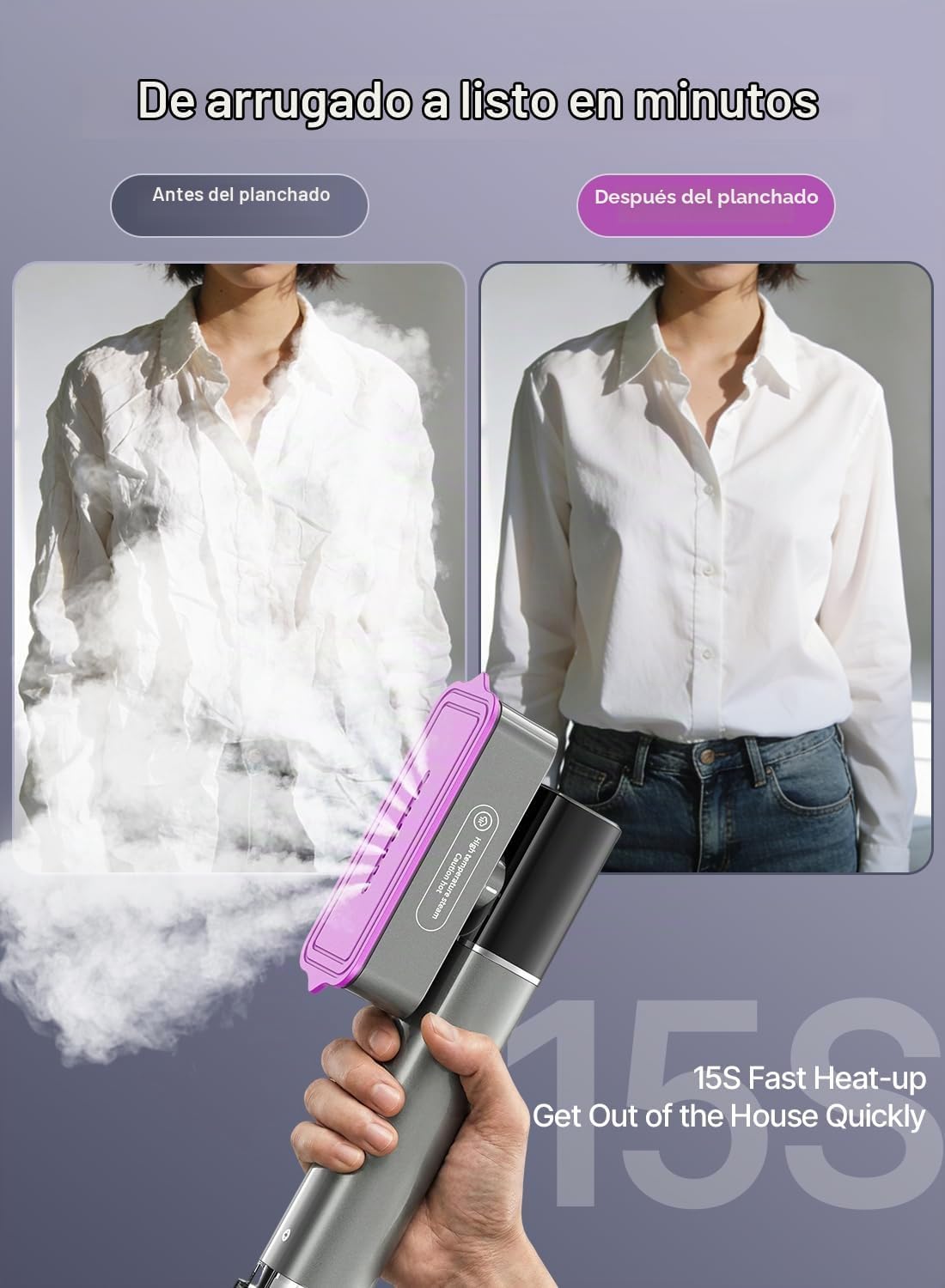 Vaporizador para ropa, vaporizador de ropa de 1200 W, plancha de va...