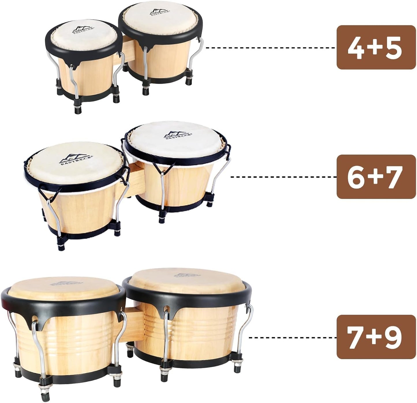 EastRock Bongo - Juego de tambor de 4 y 5 pulgadas para adultos, pr...