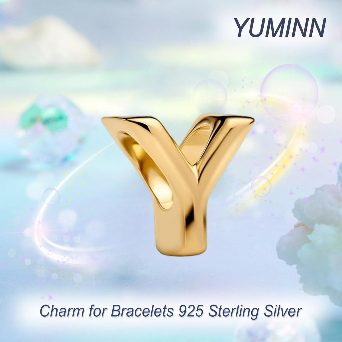 YUMINN Dijes dorados de la A a la Z para pulseras de plata esterlin...