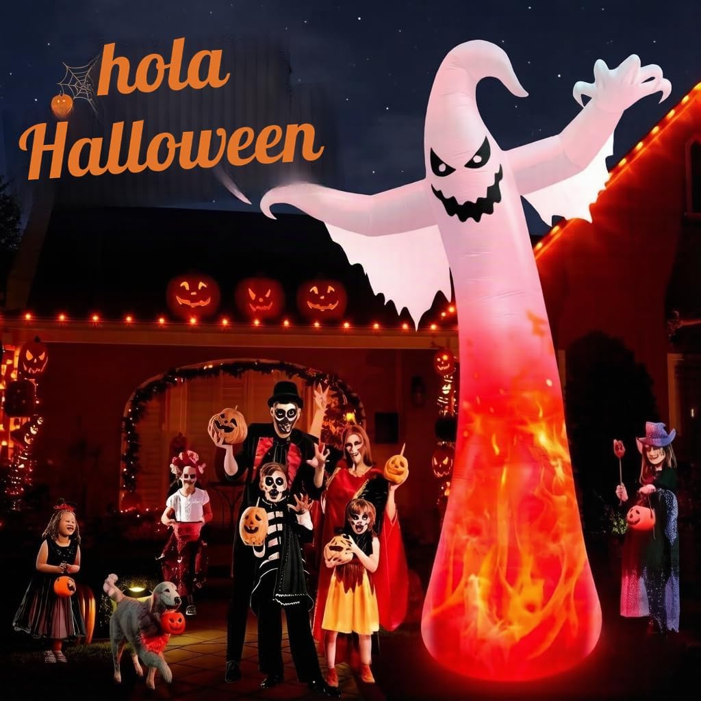 Fantasma inflable gigante de Halloween de 11.8 pies con luces LED d...