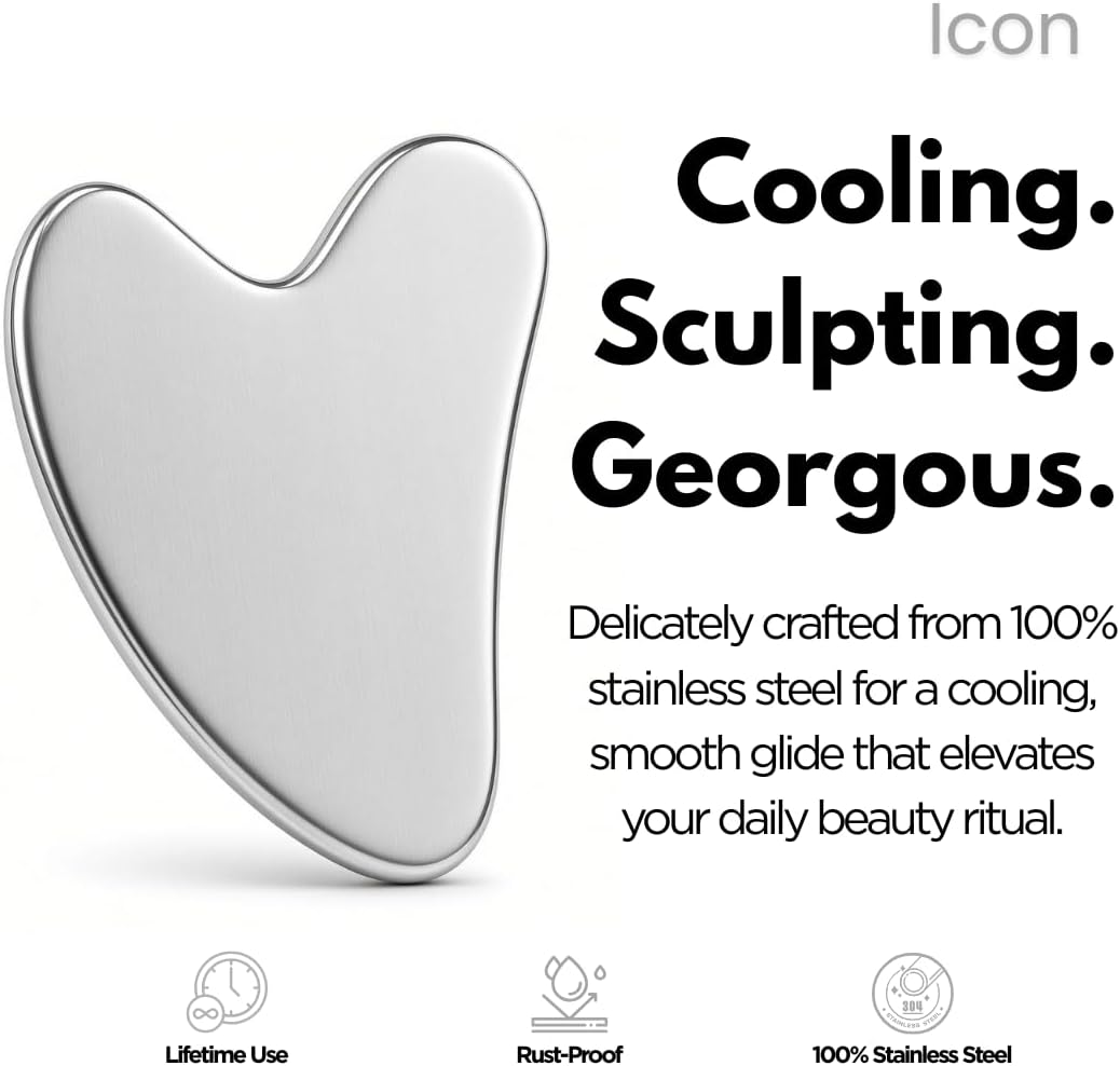 ICON Herramientas faciales Gua Sha de acero inoxidable – Herramient...