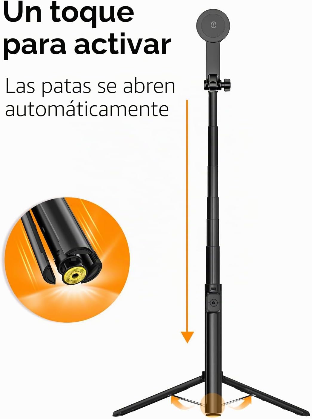 USKEYVISION Trípode magnético para iPhone y Android con luz, palo s...