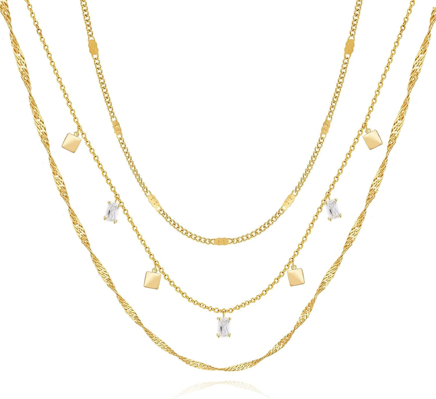 Fwlisesa Collares en capas para mujer, conjunto de collares de oro...
