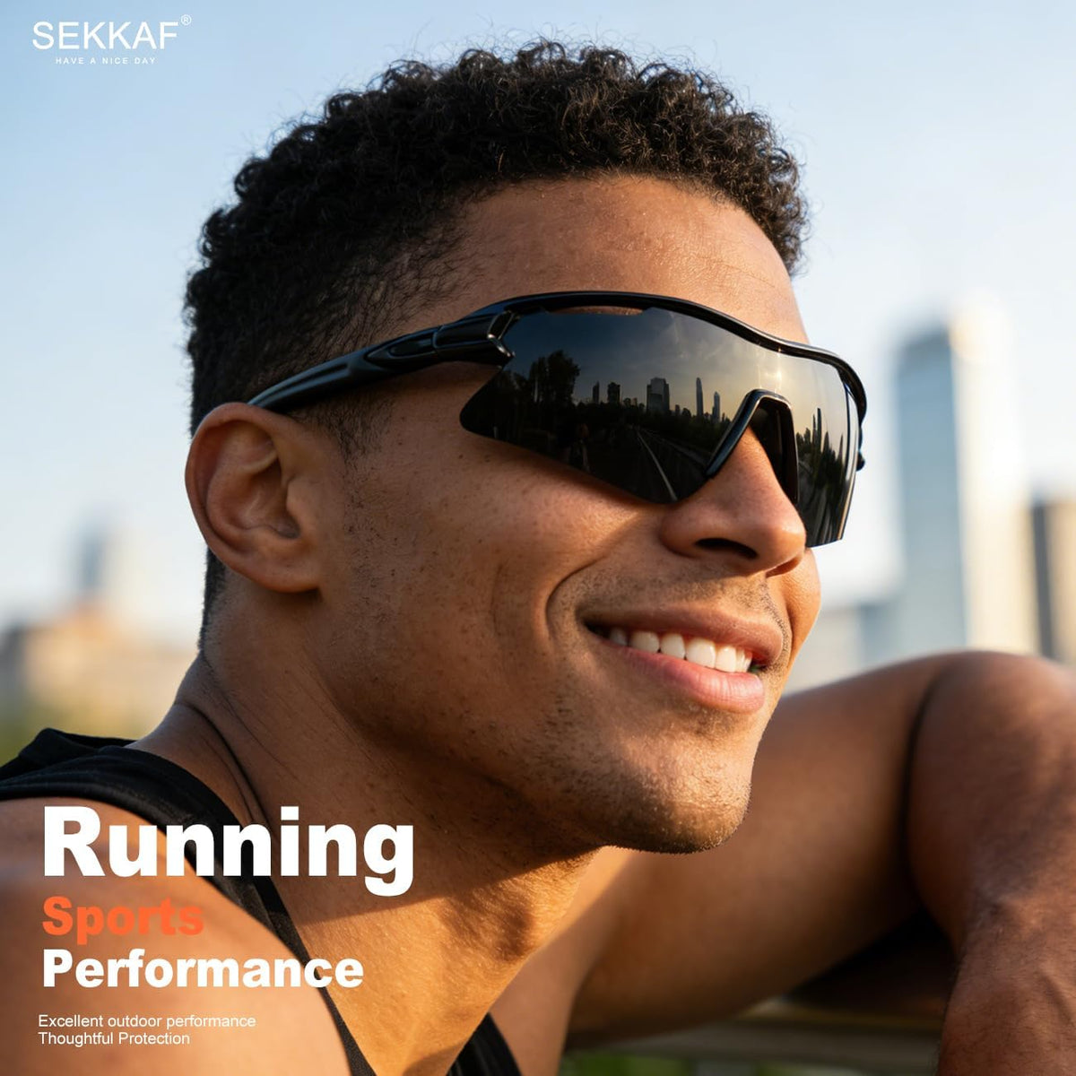 SEKKAF Lentes de sol deportivos polarizados para hombres, mujeres y...