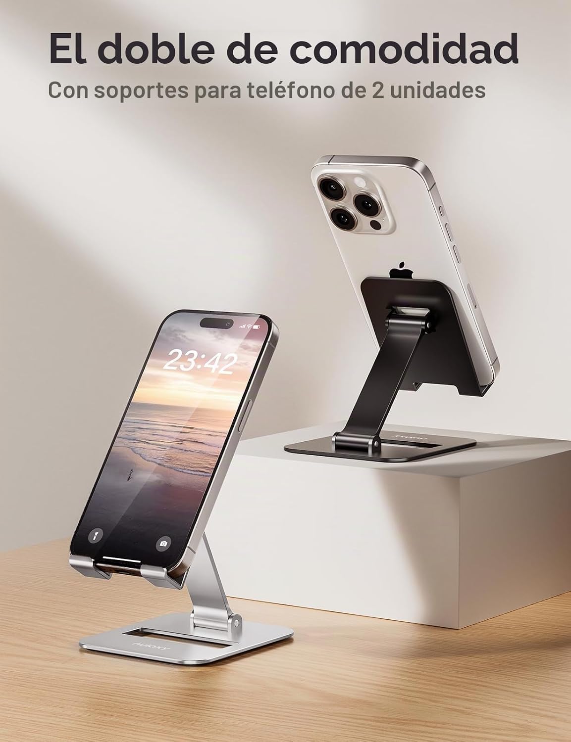 Nulaxy Paquete de 2 Soportes Plegables Duales para Teléfono Celular...