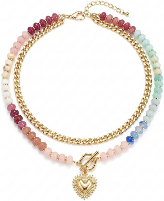 Frigotine - Collar con colgante grueso de oro y plata para mujer, g...