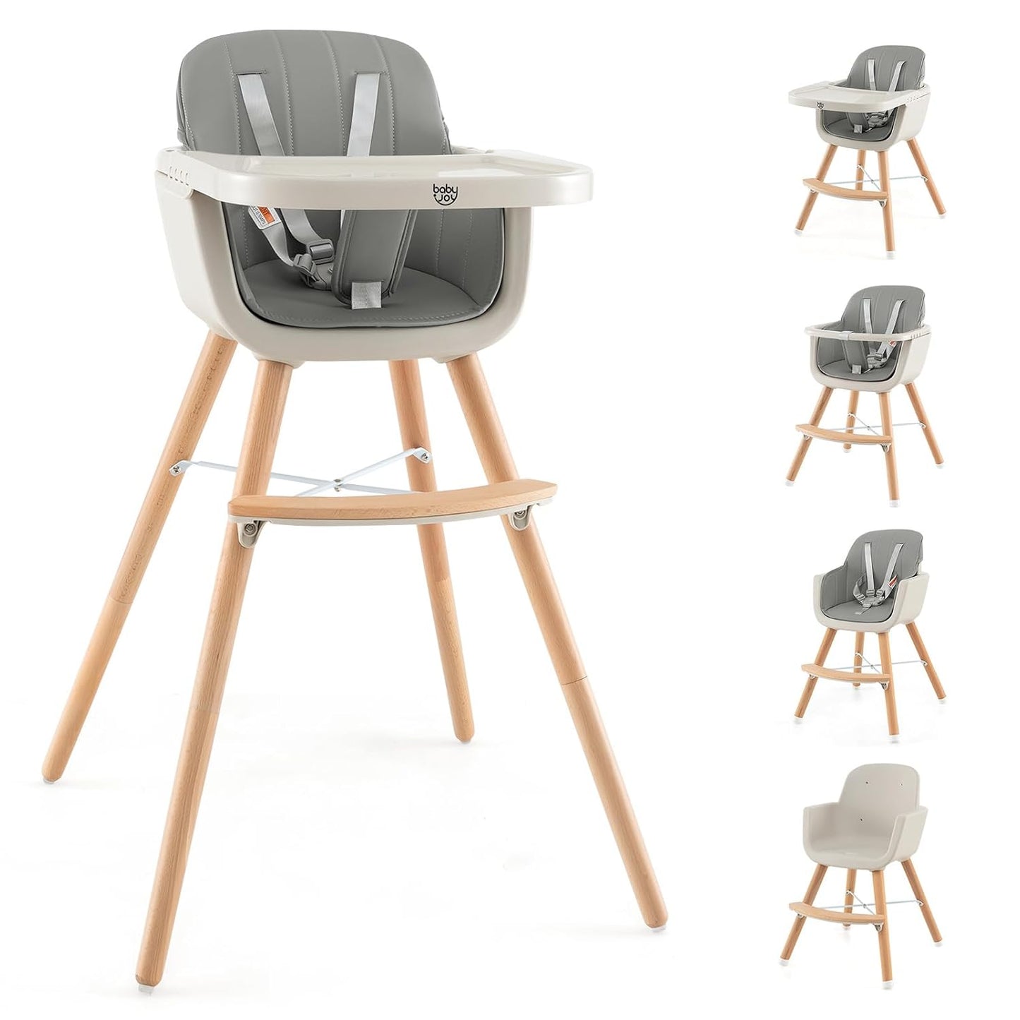 BABY JOY Trona convertible para bebé, 3 en 1, silla alta\/elevado\/...