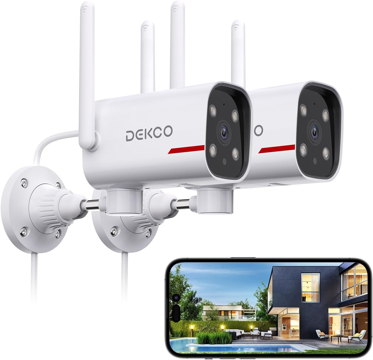 DEKCO - Cámara de seguridad para exteriores - Cámaras WiFi con cabl...