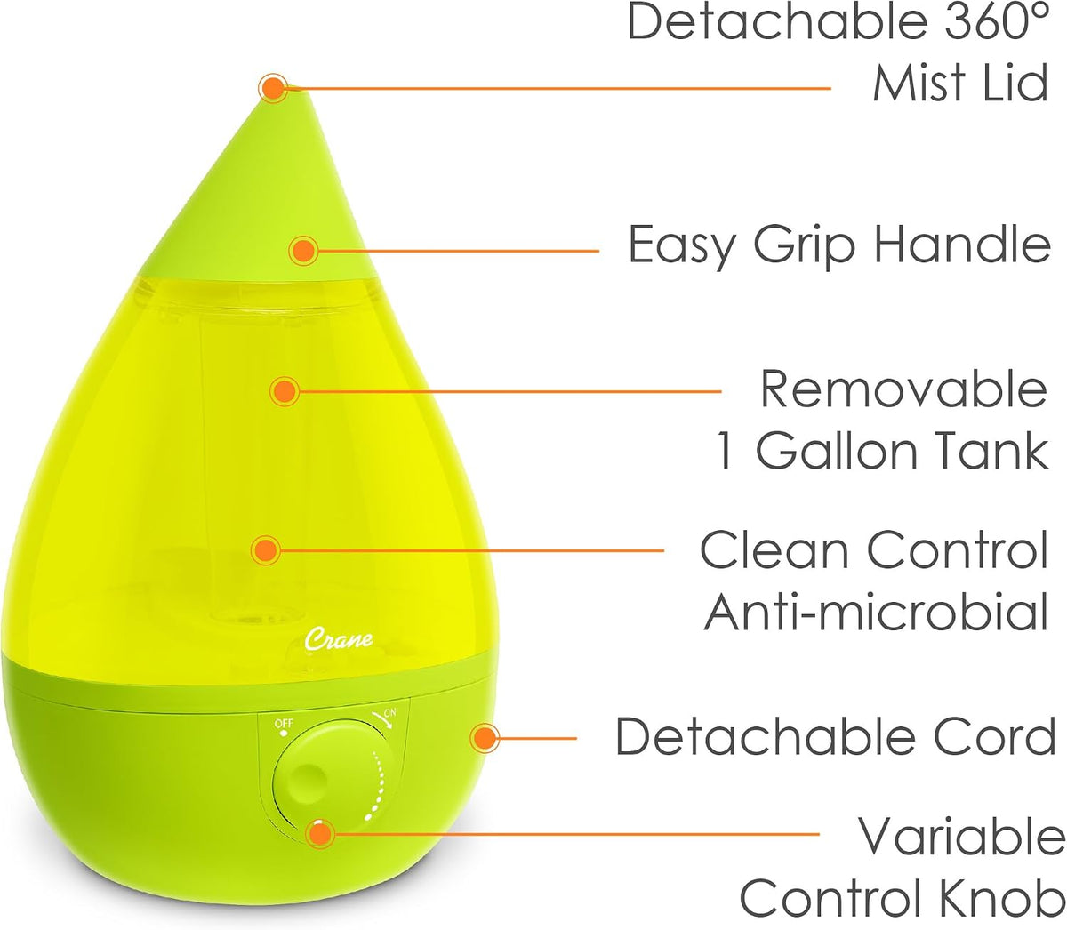 Humidificador Crane Drop ultrasónico de niebla fría, 1 galón en for...
