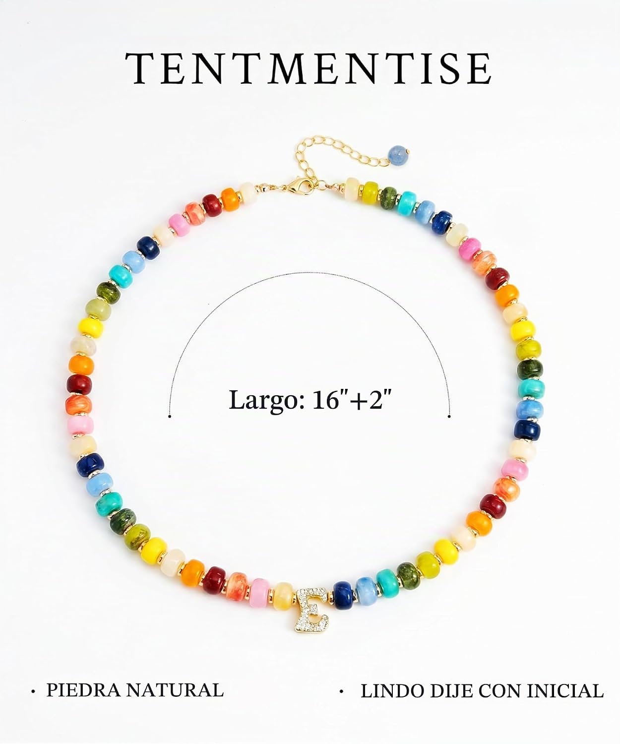 TENTMENTISE Collar con inicial de cuentas coloridas para mujer, col...