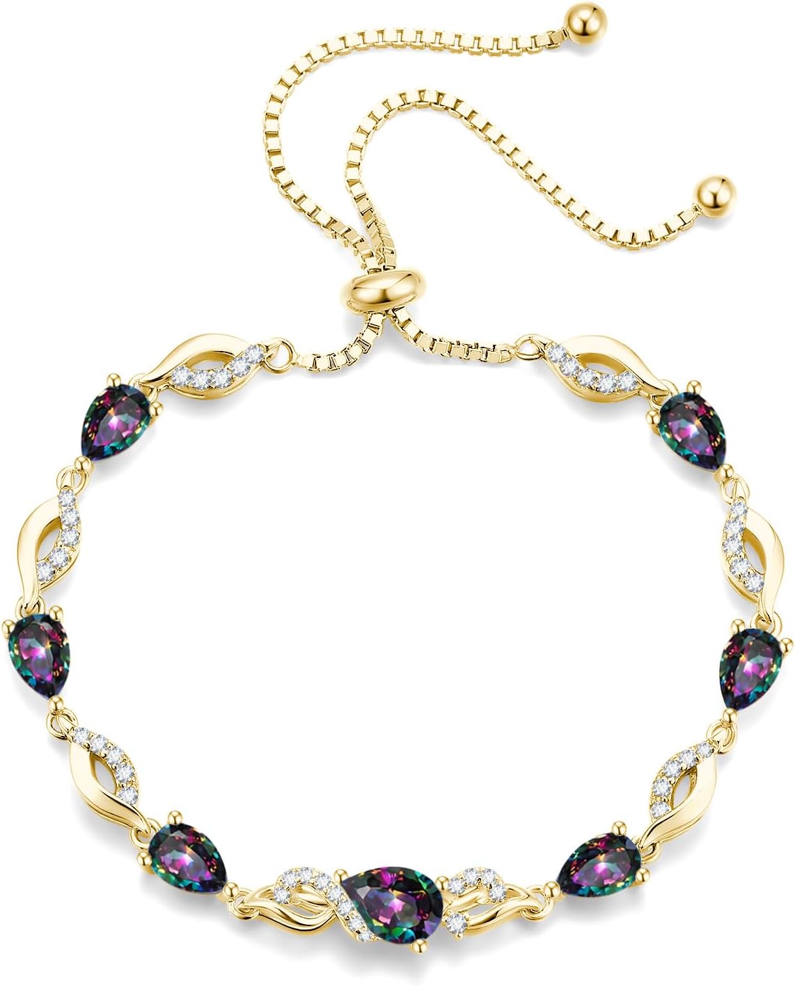 FANCIME Pulsera de tenis ajustable con piedra natal para mujer | Di...
