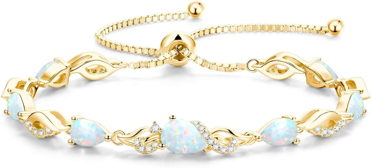 FANCIME Pulsera de tenis ajustable con piedra natal para mujer | Di...