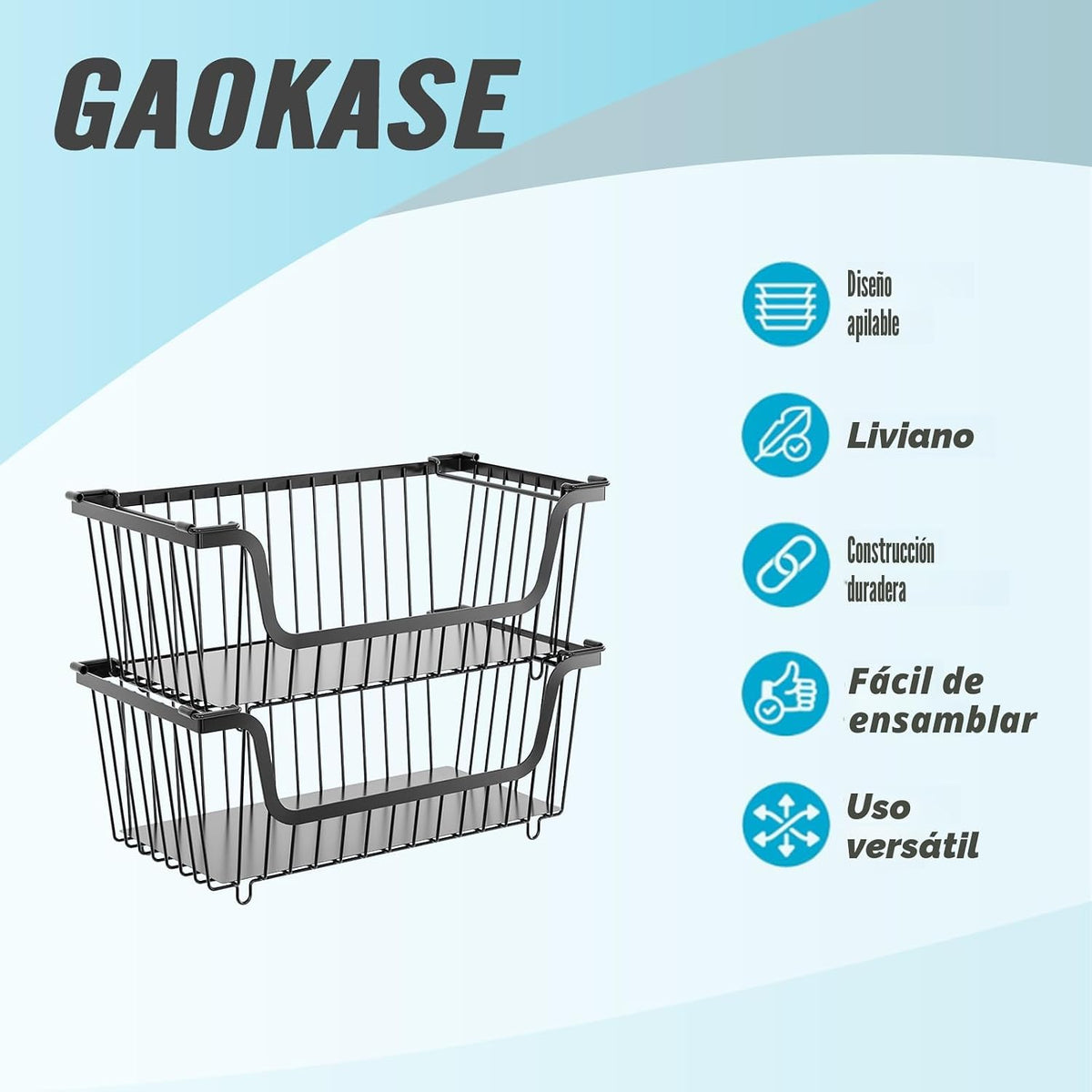 GAOKASE 6 cestas apilables de alambre para organizadores y almacena...