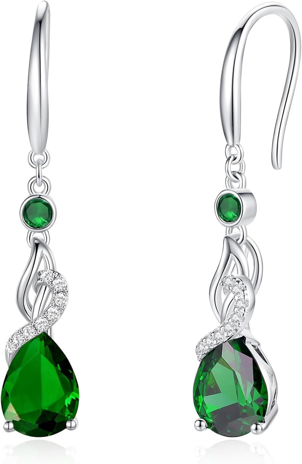 FANCIME Pendientes colgantes con piedra natal de pera para mujer de...