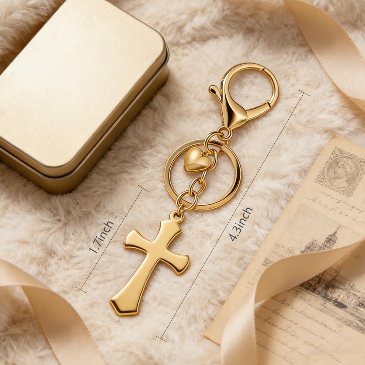 Rikhiua Llavero de cruz con corazón, regalo religioso cristiano de...