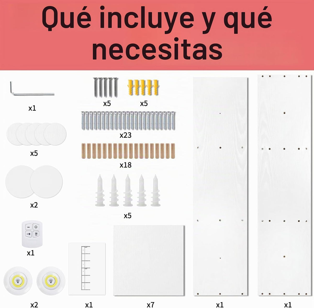 Fixwal Estante de pared de 7 niveles con luces LED para decoración...