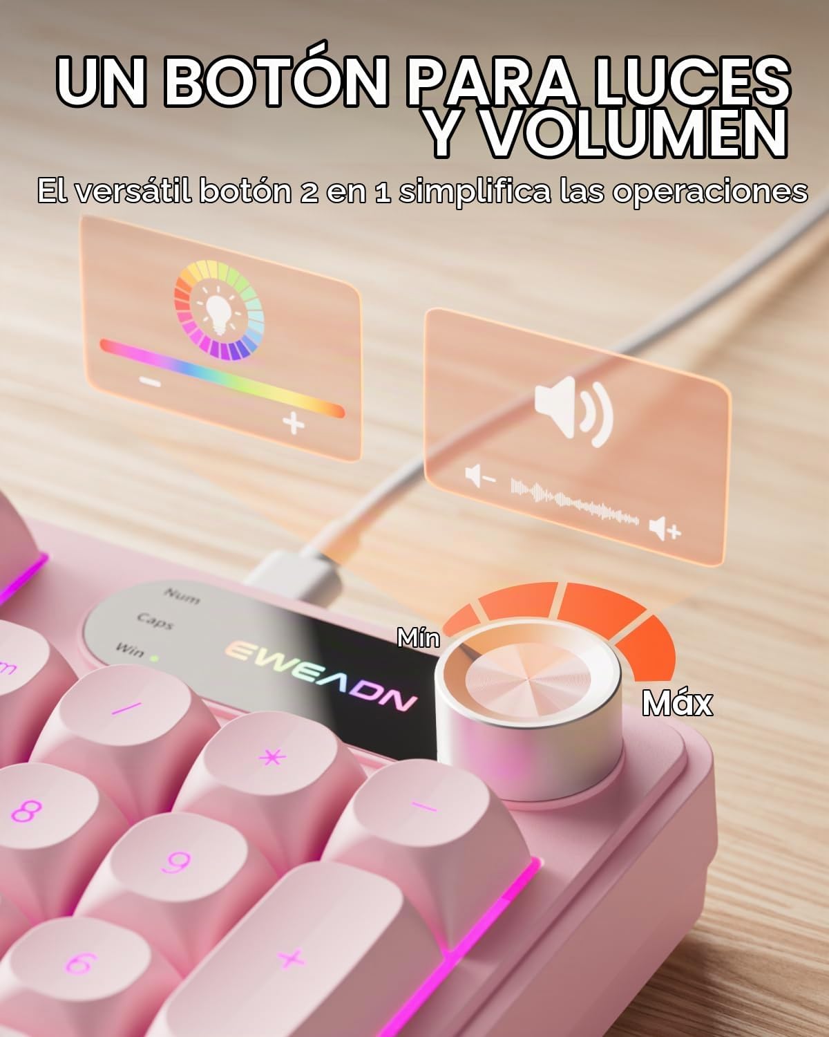 EWEADN Combo de teclado y mouse con cable con reposamuñecas desmont...