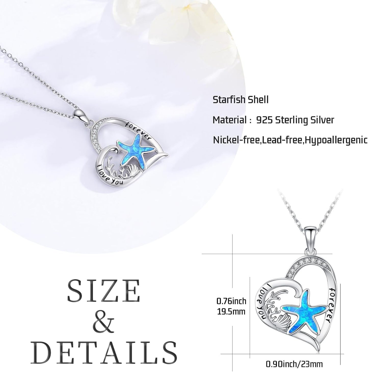 Twoowl Collar con dije de playa de plata de ley 925 con diseño de o...