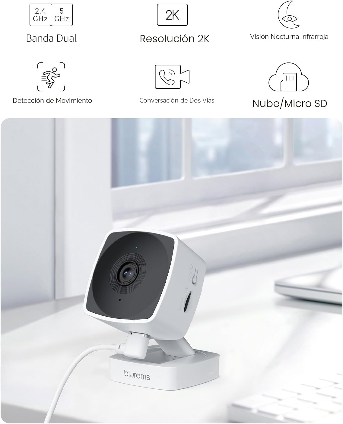 Cámaras blurams para seguridad del hogar 5GHz, cámara interior 2K,...