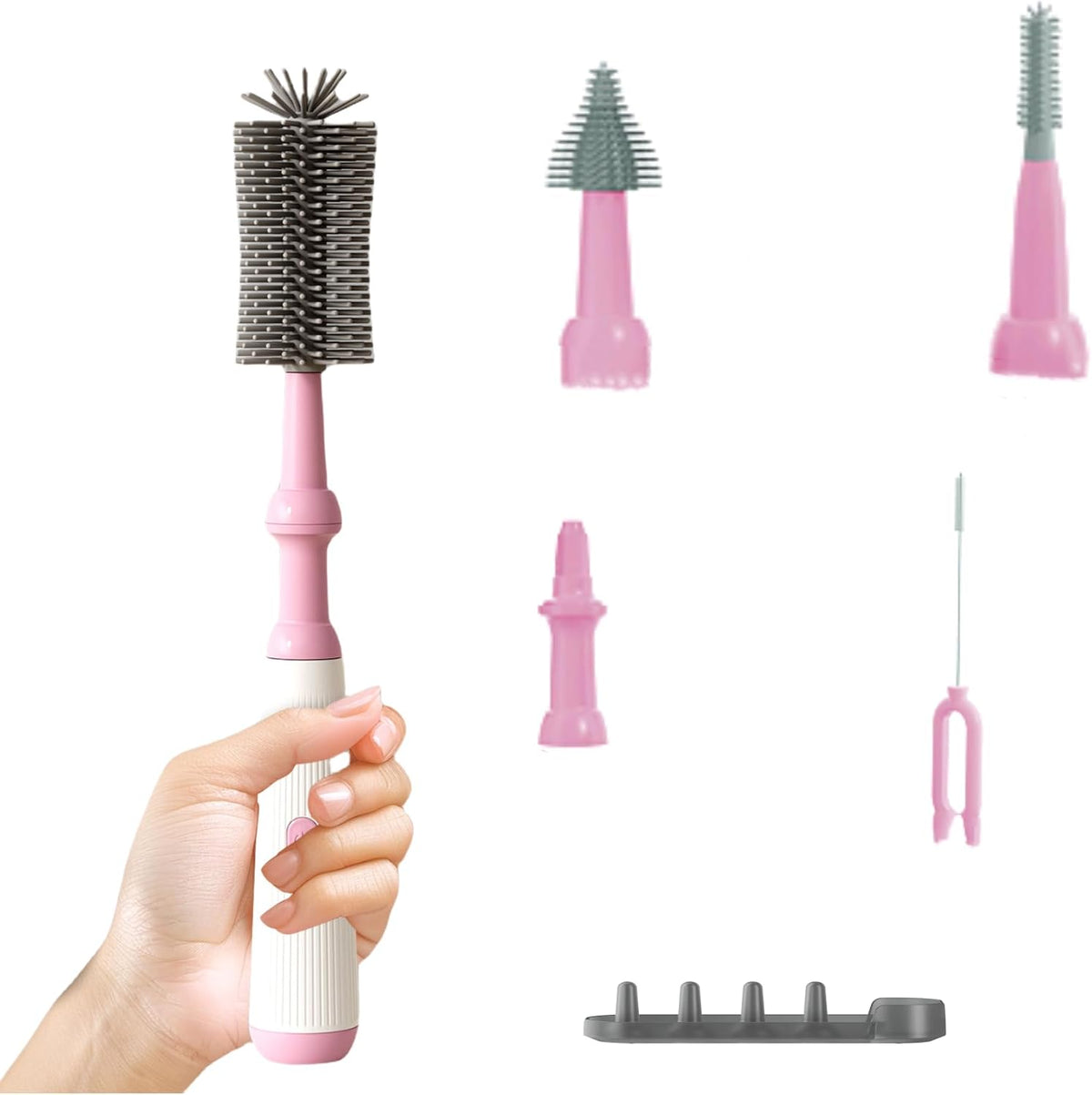 Limpiador eléctrico de cepillos para biberones con mango extendido...