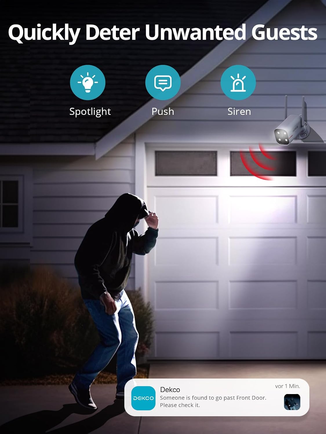 DEKCO - Cámara de seguridad para exteriores - Cámaras WiFi con cabl...