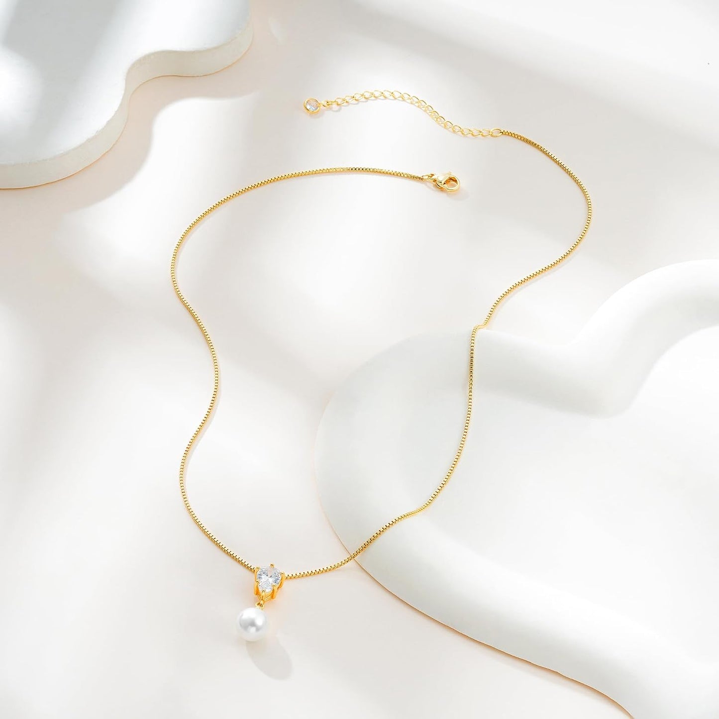 Eaciy Collares de perlas para mujer, modernos, chapados en oro de 1...
