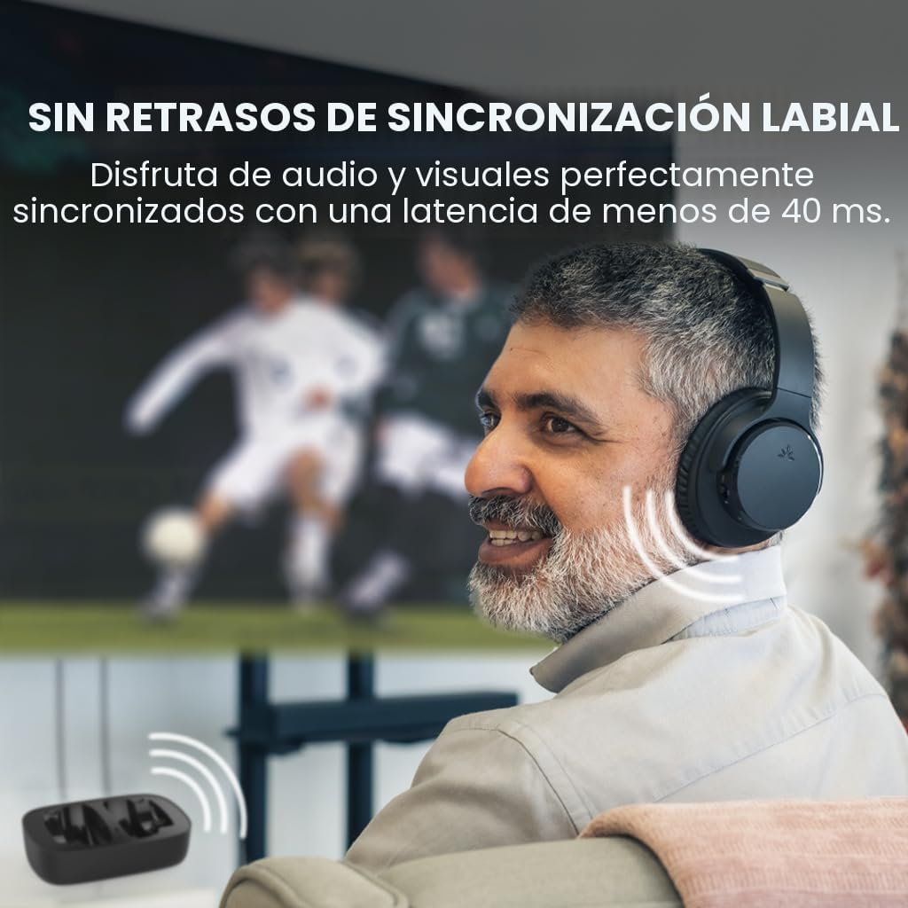 Avantree Ensemble - Auriculares inalámbricos para ver TV para perso...